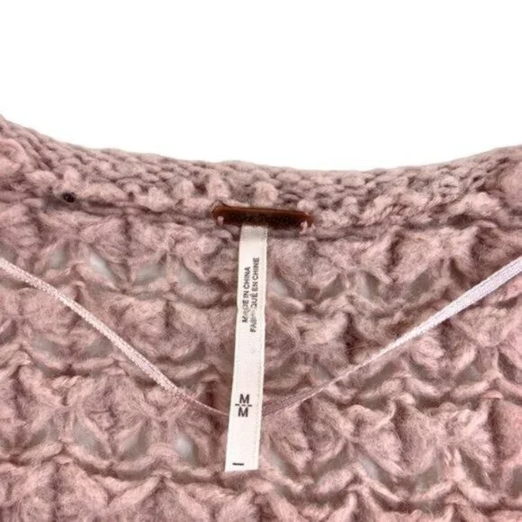 Free People Mauve Crochet Scoopneck Pullover Sweater Off the Shoulder - Picture 4 of 6